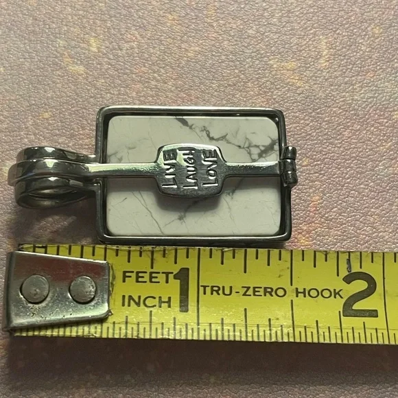 Silver Leaf Pendant with Turquoise and Black Stones - Picture 4 of 4